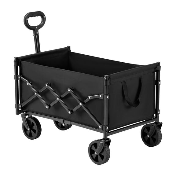 KFFKFF Collapsible Wagon Carts, 120L & 225LBS Folding Utility Wagons with All-Terrain Wheels, Durable Outdoor Cart with Adjustable Handle, Portable Camping Cart for Beach, Grocery, and Garden Use