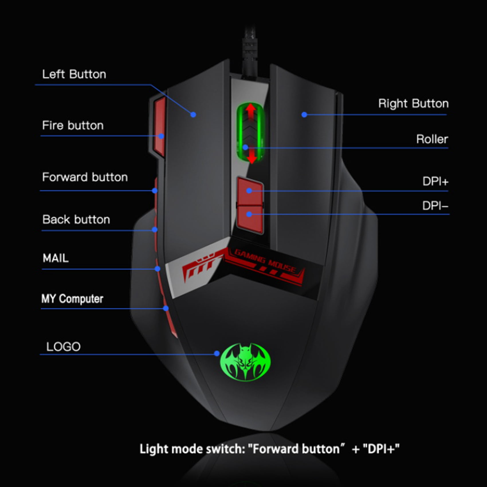 BLOODBAT Wired photoelectric Machine Game Macro Programming Mouse Light Breathing Light Computer Accessories