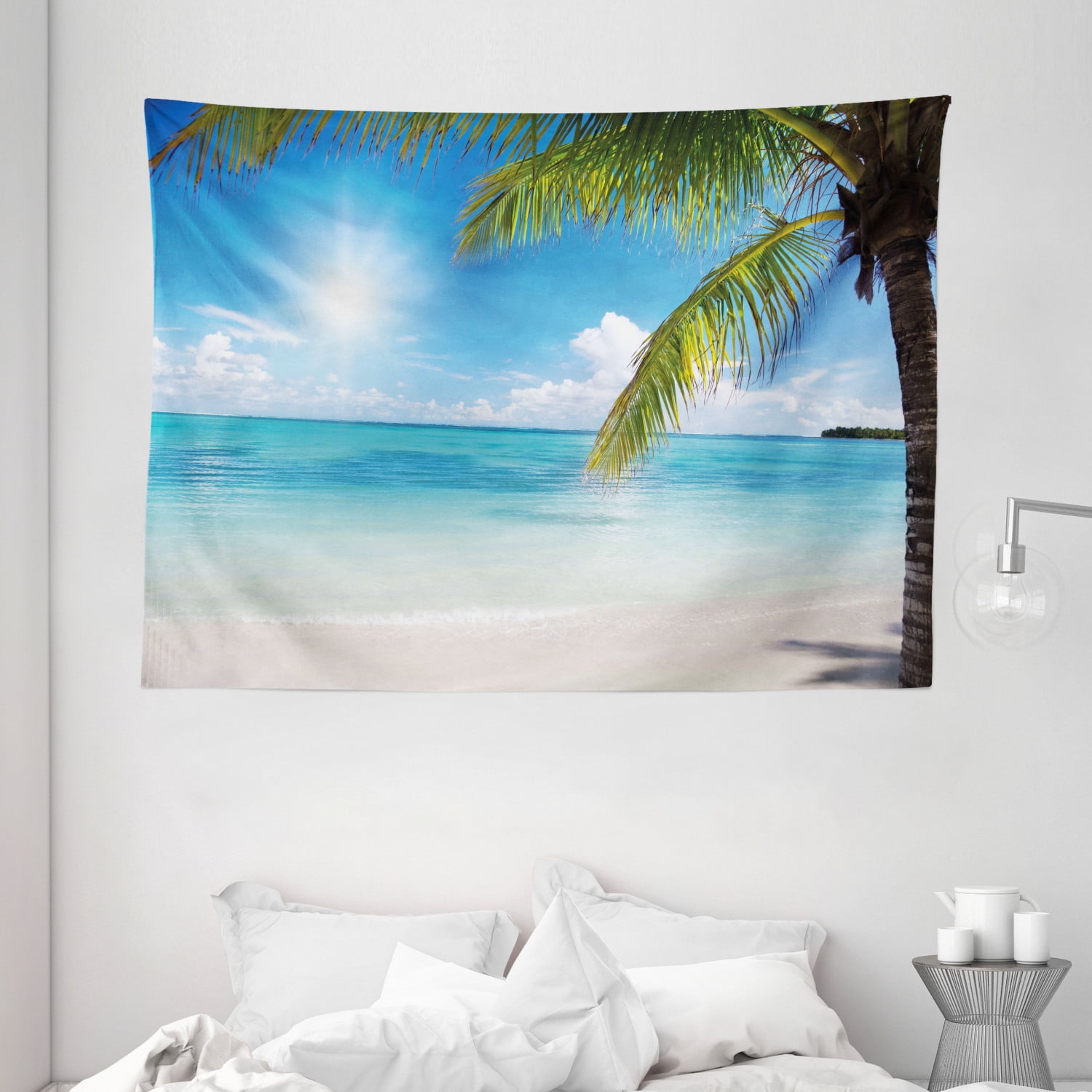 Summer Tapestry, Tropical Paradise Beach with Coconut Palms Crystal ...