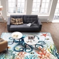 thumbnail image 4 of Area Rugs Indoor Non-Slip Rectangle Rug 2x3 Ft Coastal Octopus Ocean Coral Seaweed Summer Nautical Rug Rubber Backing Floor Mats Non Shedding Home Decor Carpet for Entryway Living Room, 4 of 8