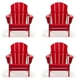 thumbnail image 2 of Folding Adirondack Lawn Chairs Set of 4 for Outdoor Patio Garden, Red, 2 of 9