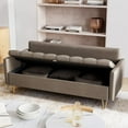 thumbnail image 2 of CREATIVE HOBBIES 3-Seater Sofa with Hand Stitched Comfortable Cushion, Faux Leather Sofa Couch 60" W Sofas with Button Tufted Design and Hand Stitchedwith Gold Metal Legs, Lift-Up Storage, 2 of 8