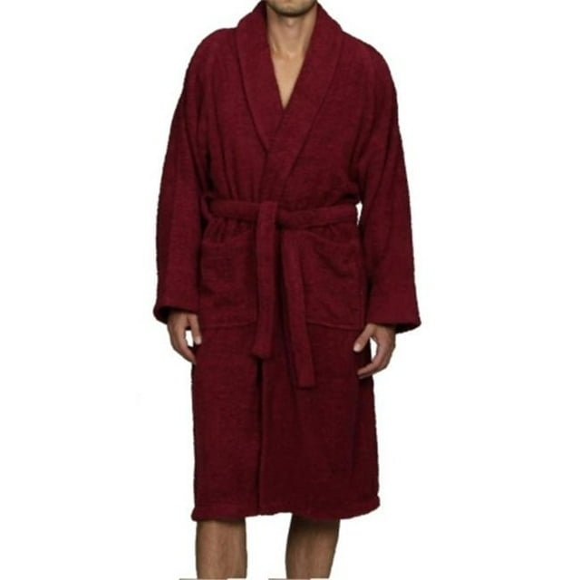 Superior Coton Égyptien Unisexe Coton Éponge Bain Robe Bordeaux Extra Large