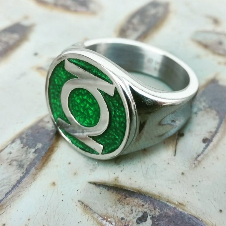 Green Lantern Symbol Stainless Steel Ring-Size 10