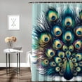 thumbnail image 2 of GOSMITH Abstract Peacock Bright Color Peacock Feather Shower Curtain Multiple Sizes White, 2 of 7