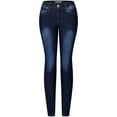 thumbnail image 4 of 2Luver, Women's, Stretchy 5 Pocket Skinny Solid Dark Denim Jeans, Dark Denim, 13, 4 of 5