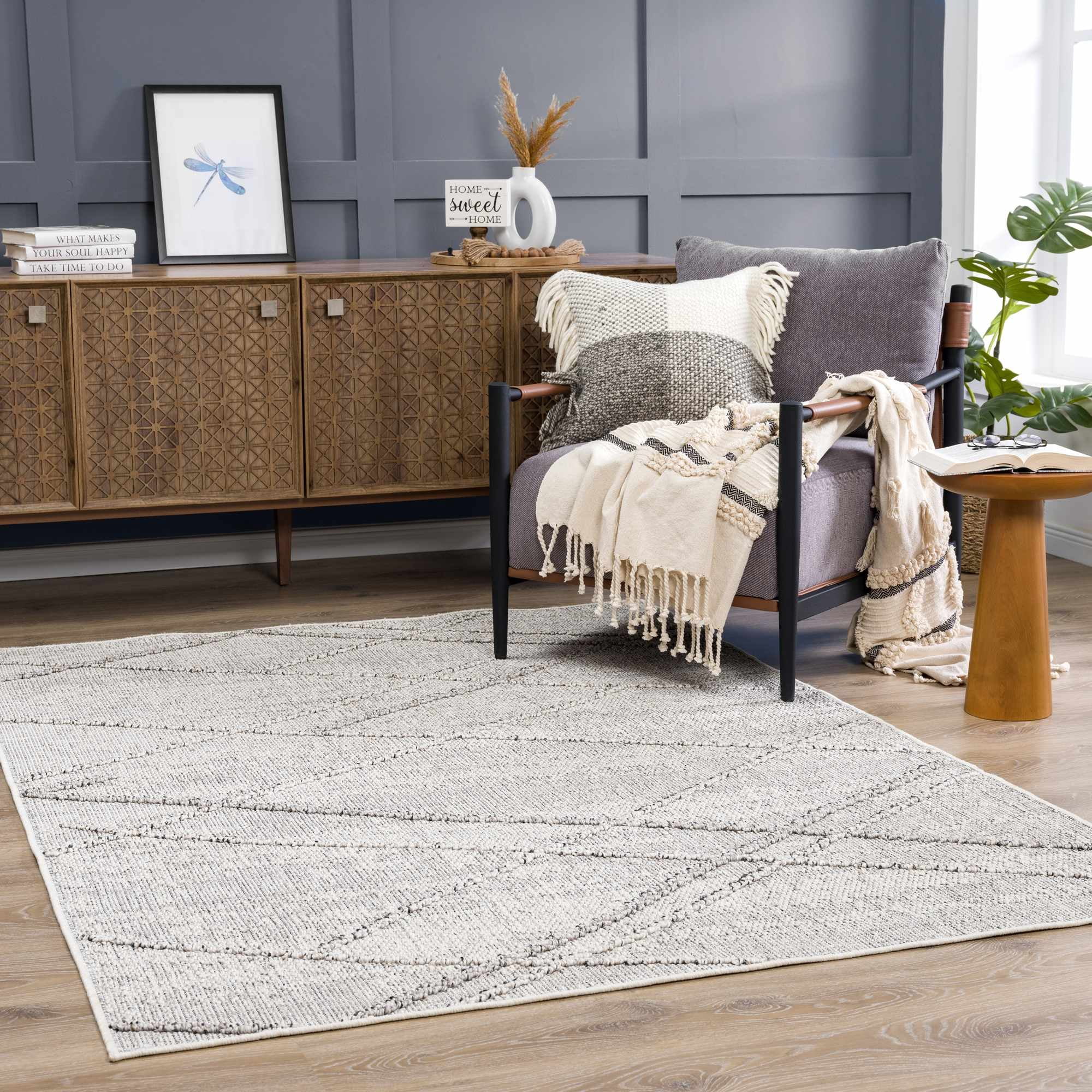BoutiqueRugs Baqer Farmhouse Area Rug - Outdoor Safe - Beige, Taupe - 5' x 7'