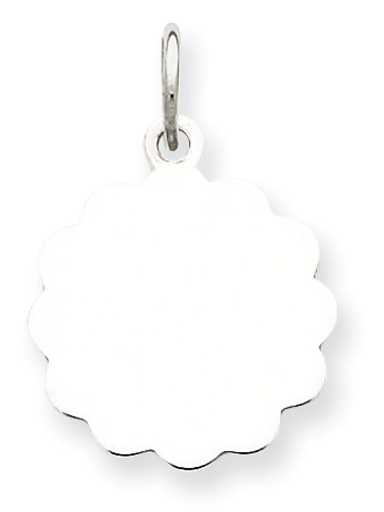 Sterling Silver Polished Flat back Engravable Engraveable Girl Disc Charm