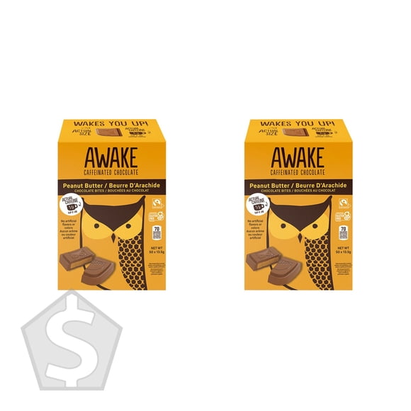 Awake Peanut Butter Chocolate Bites, 50 × 13.5 g - Pack of 2