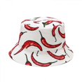 thumbnail image 1 of Wekity Cute Bucket Hat Beach Fisherman Hats for Women, Reversible Double-Side-Wear Unisex (Chili-White), 1 of 5