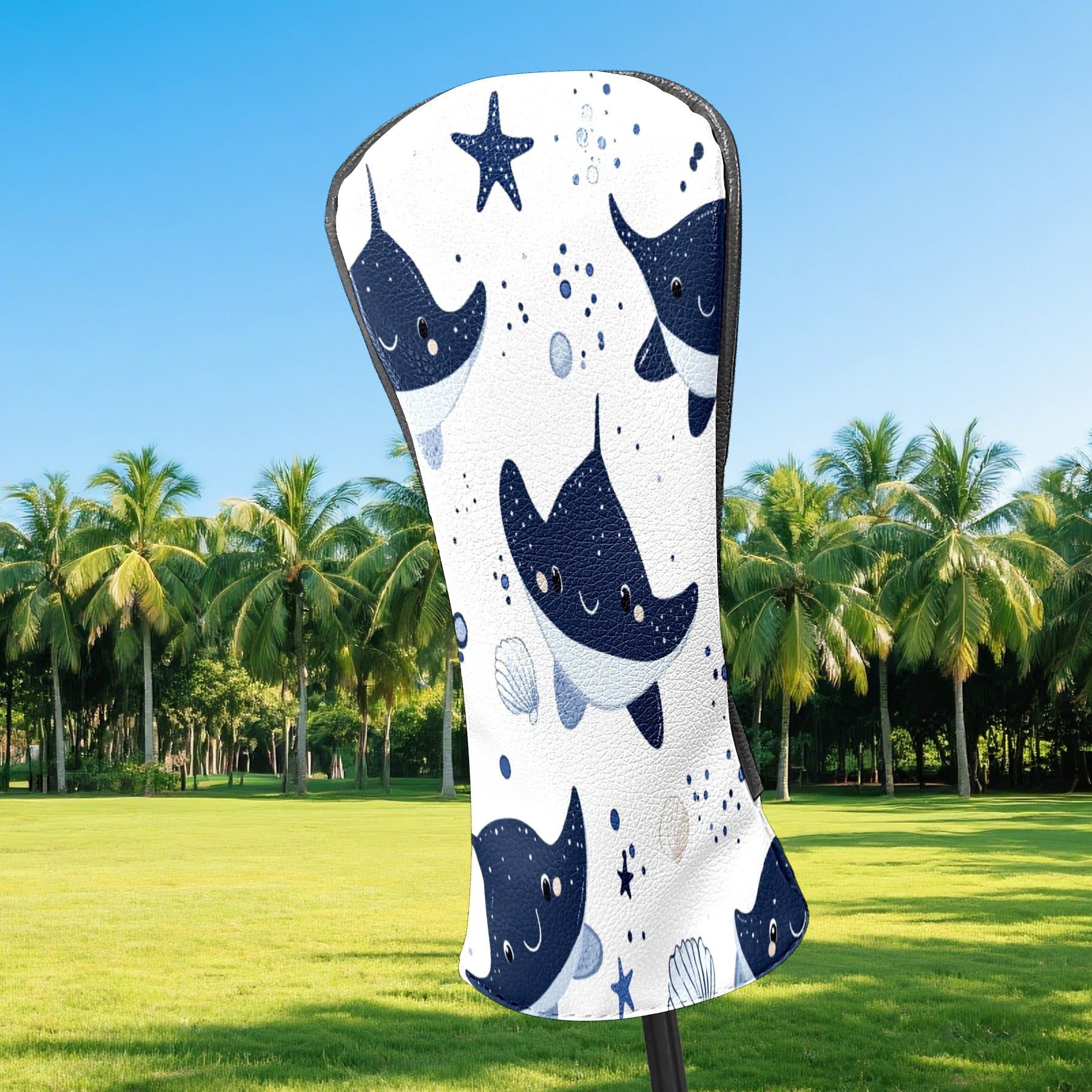 Golf Club Covers PU Leather Waterproof Head Covers for Fairway Woods Hybrids Bat Fish