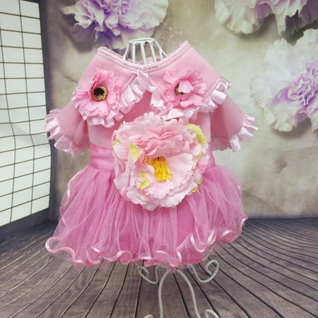 Style Dog Cat - Dog Dress Peony Style Small Pet Cat Skirt Clothes Puppy Winter Apparels Costume