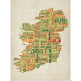thumbnail image 1 of Great BIG Canvas | Rolled Michael Tompsett Poster Print entitled Irish Cities Text Map, Irish Colors on Parchment, 1 of 4