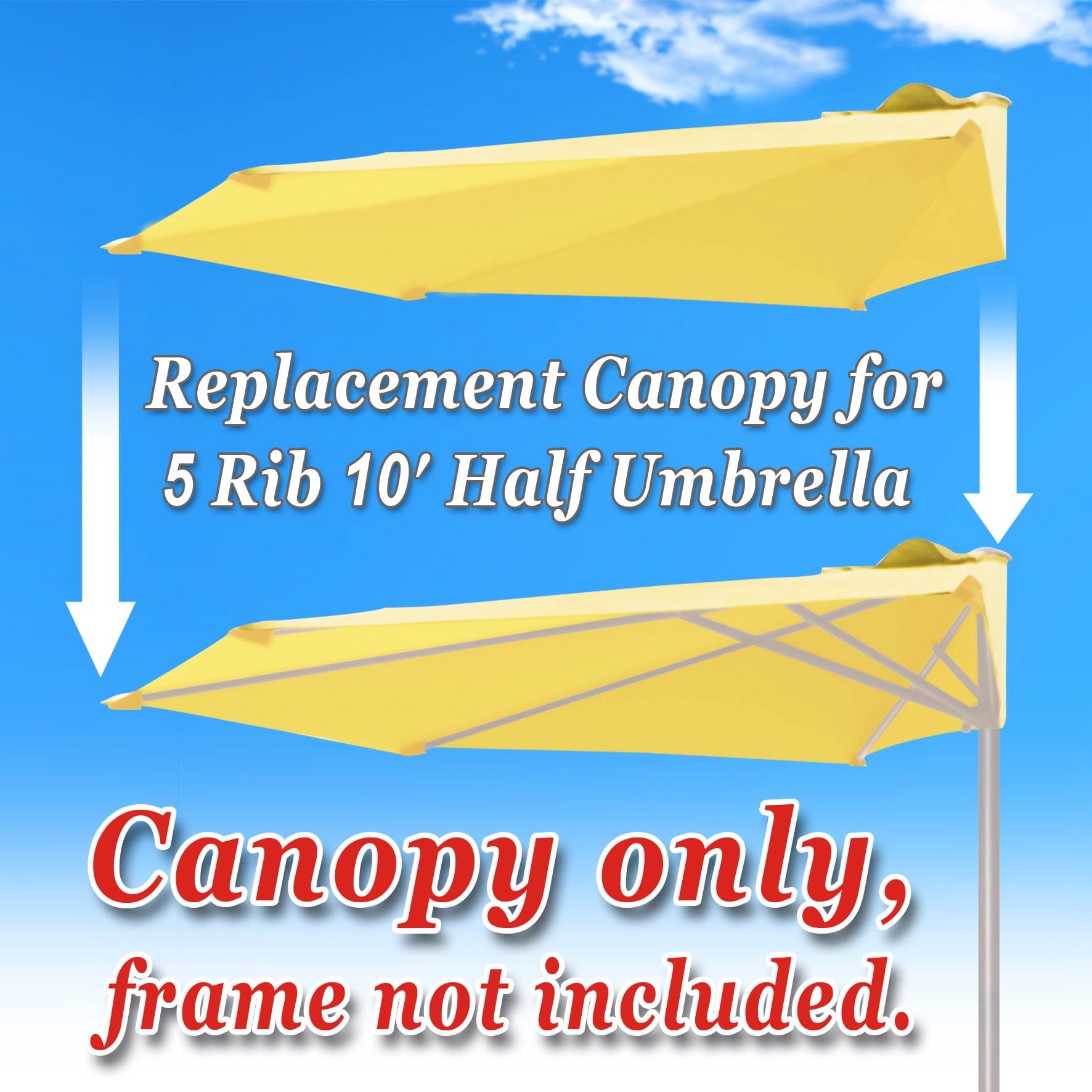 Sunny Patio 10' x 10' 5-Rib Beige Patio Umbrella Canopy, UV Protective Polyester Cover