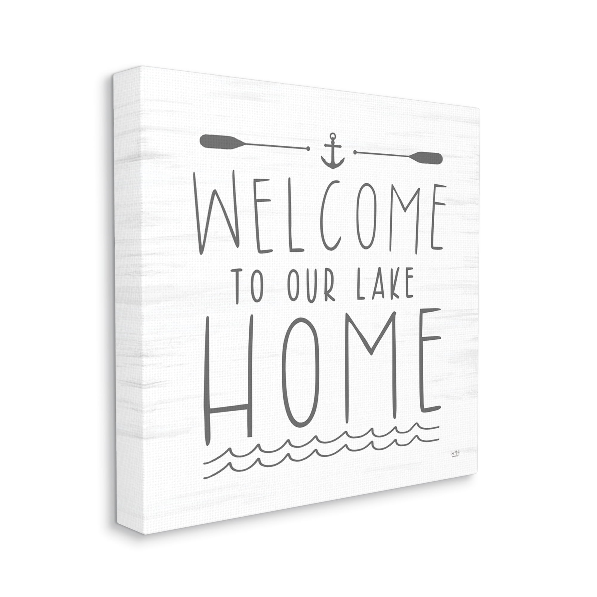 Stupell Industries Lake House Welcome Phrase Nature Painting Gallery Wrapped Canvas Print Wall Art, 30 x 30