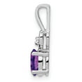 thumbnail image 2 of White Sterling Silver Charm Pendant (02) February Amethyst Oval Purple Diamond Round 16 mm 5, 2 of 3