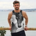 thumbnail image 6 of Gukieu Running horses Print Men's Quick Dry Fitness Vest, Round Neck Sleeveless Fitness Bodybuilding Top-Large, 6 of 7