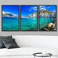 thumbnail image 2 of wall26 - 3 Piece Framed Canvas Wall Art - Beautiful Islands of Greece- Karpathos- Pigadia - Modern Home Art Stretched and Framed Ready to Hang - 16"x24"x3 BLACK, 2 of 5