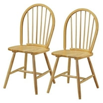 Wood Dining Chairs Set of 2, Spindle Back Chairs with Solid Wood Legs, Wide Seat, Farmhouse Side Chairs for Living Room, Dining Room, Restaurant (Natural)