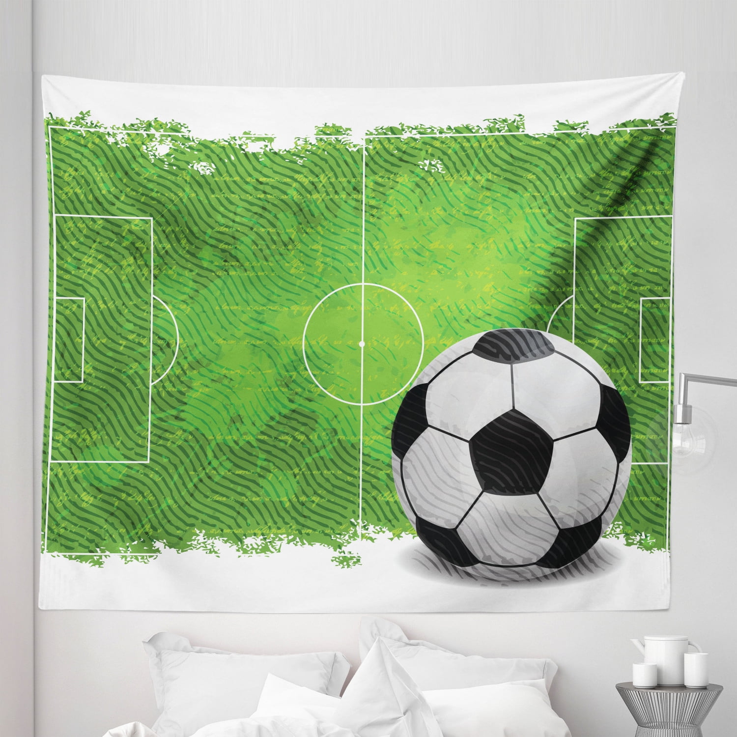 Soccer Tapestry Grunge Worn Looking Pitch Pattern Football 6 Yard Box Vintage Illustration Fabric Wall Hanging Decor for Bedroom Living Room Dorm 5 Sizes Green Black White by Ambesonne Walmart