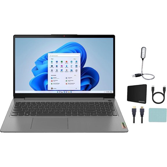 Lenovo Ideapad 3i 15.6" FHD Touchscreen Laptop, 11th Gen Intel Quad-Core i5-1135G7, 64GB Memory, 8TB M.2. SSD, Grey, Windows 11 Home   Mazepoly Accessories