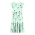 thumbnail image 4 of Spazoro Kids Girls Dresses, Floral Print Round Neck Fashion Short Sleeve Princess Dress for Child Girls Green Size 10 T, 4 of 5