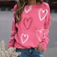 thumbnail image 1 of T-shirt de la Saint-Valentin pour Femmes 2024, Chandails à Col Rond, T-Shirts Décontractés avec Cœur, T-Shirts Graphiques Amples à Manches Longues, Chandails à Enfiler, Hauts Mode pour les Fêtes, T-Shirt, 1 of 5