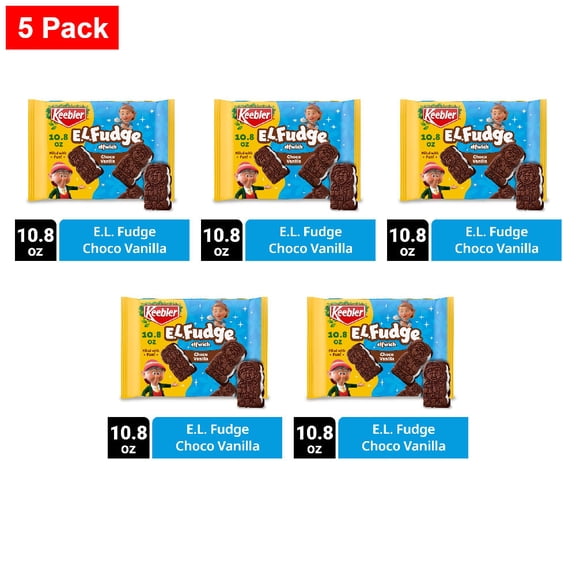 Keebler E.L. Fudge Elfwich Cookies Chocolatey and Vanilla Flavor 10.8 oz - 5 Pack