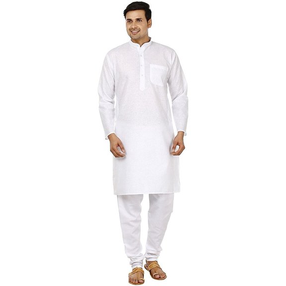 Royal Kurta Men's Cotton Kurta Pyjama Set (ROYAL_251_White_Small)