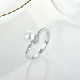thumbnail image 4 of Round Button Natural Pearl and Lab Diamond Wedding Ring in 925 Sterling Silver - Elegant and Timeless Jewelry for Special Occasions, 4 of 5