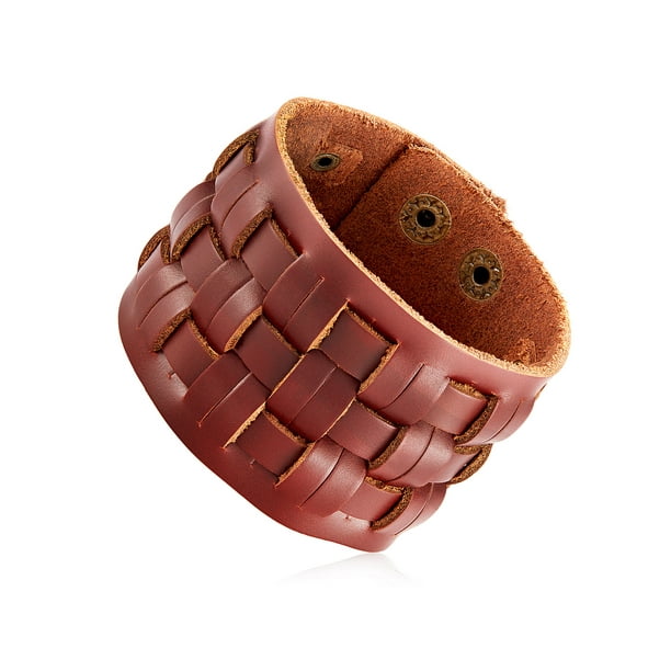 Coastal Jewelry Basket Weave Brown Leather Cuff Jewelry Basket Weave Brown Leather Cuff