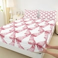 thumbnail image 3 of Feelyou Princess Bowknot Kids Queen Sheet Sets, Modern Fashion Ribbon Flat Sheet, Watercolor Bow-tie Queen Fitted Sheet, Super Cozy Room Decor, 4-Piece, 3 of 7
