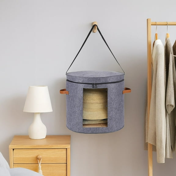Hat Storage Box, Travel Hat Organizer Box, Wide Brim Cowboy Hat Carrier with Clear Window, Large Hat Storage Box Gray