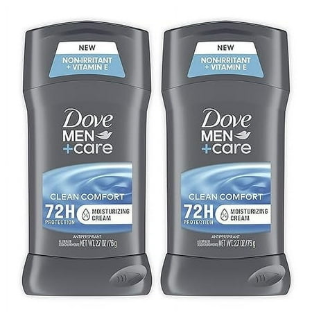 Dove Men+Care Antiperspirant & Deodorant Stick, Clean Comfort, Twin Pack, 2.7 Oz..