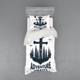 thumbnail image 2 of Ambesonne Adventure Bedding Set 4 Pcs, Anchor Hand Drawn Art, Queen, Indigo, 2 of 3