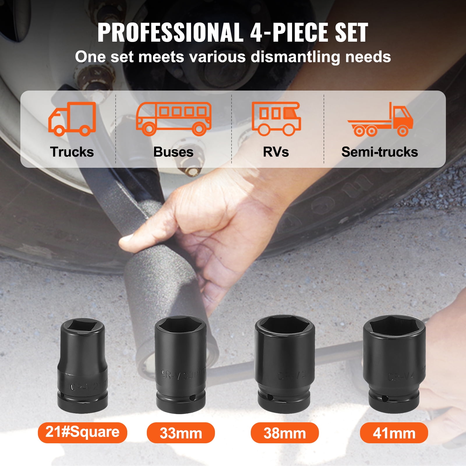 KFFKFF Torque Wrench, 1" Drive Heavy Duty Torque Multiplier Wrench with 4 Sockets (21-41mm), Drive Lug Nut Wrench/Multiplier Heavy Duty Torque Multiplier Wrench Set, 1:58 4800N.m Lug Nut Remover