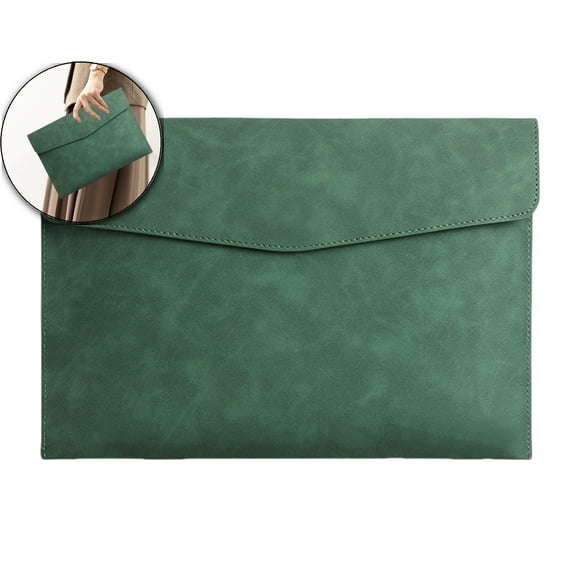 VQPeo A4 Magnetic Closure File Bag, Artificial Leather Document Folder, Waterproof Stitched Briefcase for Office, Business