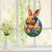 Easter Decorations,Easter Bunny Hanging Ornament,Colorful 2D Acrylic Easter Egg And Bunny Window Hanging Decor for Spring Holiday Tree Window Party Indoor Outdoor Festive Decoration
