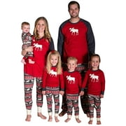 Family Matching Christmas Pajamas, Adults Kids Long Sleeve Elk Print Sleepwear Tops, Elastic Long Pants, Baby Xmas Romper