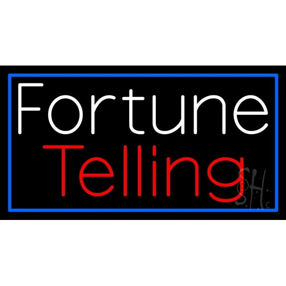 Fortune Telling Blue Border LED Neon Sign 20" Tall x 37" Wide - inches Black Square Cut Acrylic Backing, with Dimmer - Bright and Premium built indoor LED Neon Sign for Storefront.