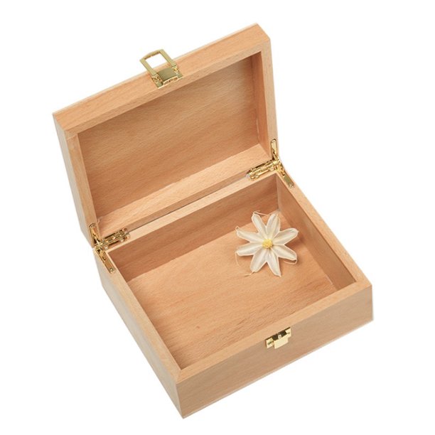 Large Wooden Box with Hinged Lid Wood Storage Box with