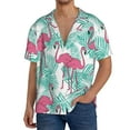 thumbnail image 3 of Honeii 's Flamingo for men's short-sleeved button-up collared shirt featuring a pocket, perfect for beach vacations, and travel adventures., 3 of 5