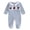 Blue, variant on Fall Newborn Baby Boy Footie Romper Collared Football/DuckJumpsuit Footed One Piece Clothes Waffle Knit Outfit(Blue)