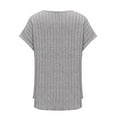 thumbnail image 4 of Womens Knitted Stripe Tops Summer Pullover Sweater Blouses Scooped Neck Tees Short Sleeve Shirts Plain Classic Tunic Blouses Loose Dressy Shirts Workout Going Out Clothes, 4 of 7