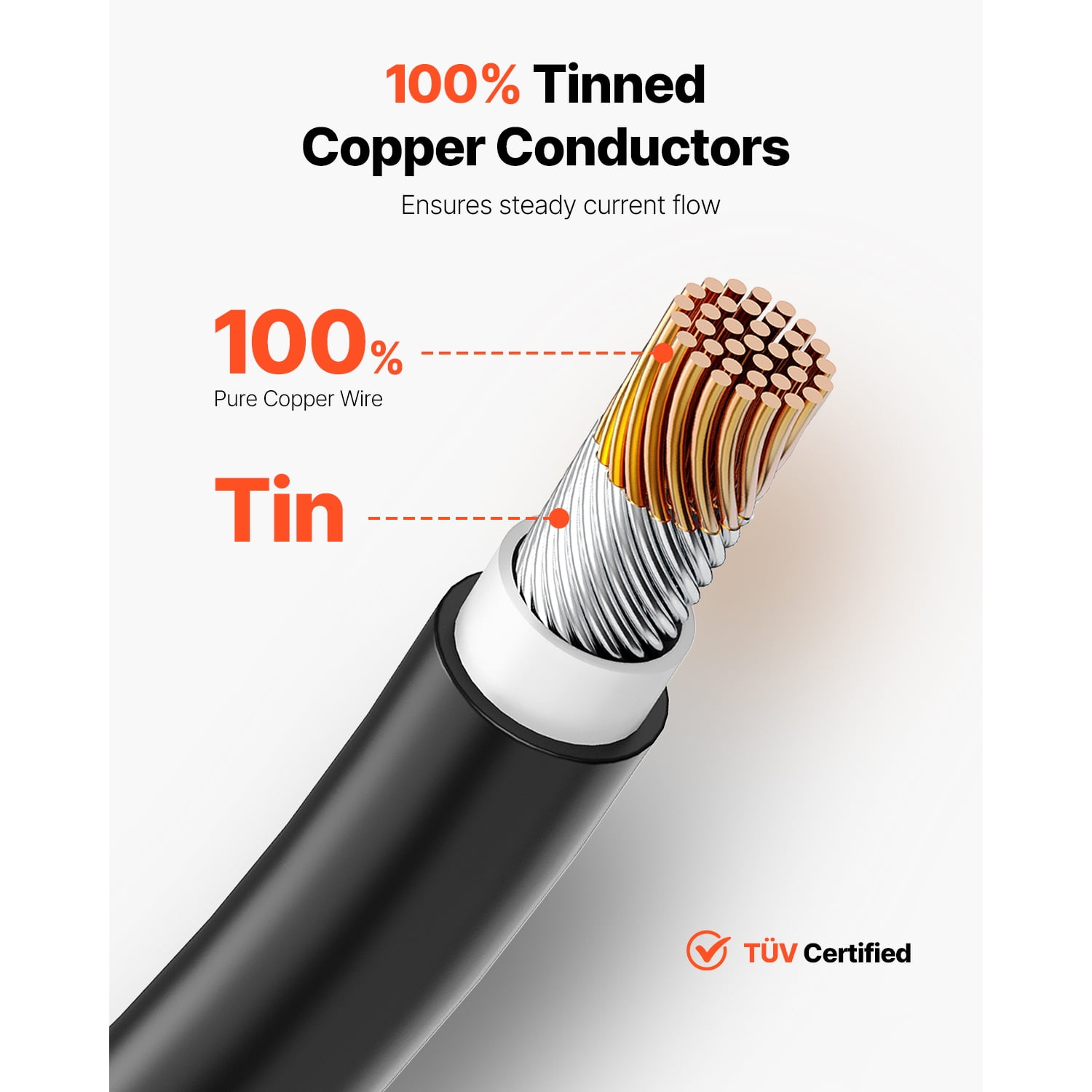KFFKFF 100FT Solar Panel Extension Cord, 10AWG Solar Cord Extension, 6mm² IP67 Water-Resistant PV Wire for Domestic, Marine and RV Solar Modules, Black