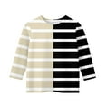 thumbnail image 5 of Xyxonk Girls 3/4 Sleeve Shirts Fall Trendy Striped Printed Shirts Size 10-12 Shirt Cute Kids Crew Neck Knit Tee Shirts Basic Tween Girls Clothes Beige 130, 5 of 5