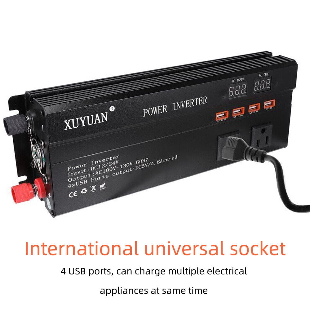 KingFurt "Pure Sine Wave Power" "Black" "4000W Peak Power" "12V Inverter DC to AC" "Truck RV Car Solar System