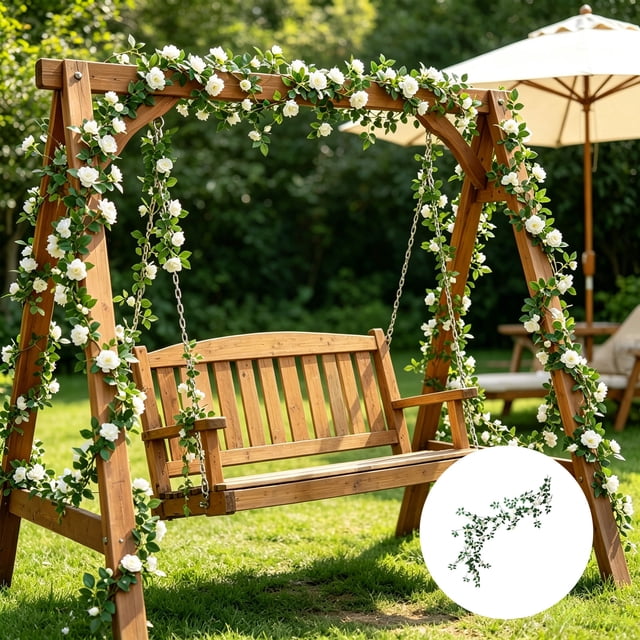 Guirnalda de Enredaderas de Rosas Artificiales de 180 cm con Hojas Verdes, Decoración Colgante de Flores Falsas Flexibles para Bodas, Jardines, Uso en Interiores y Exteriores