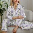 thumbnail image 6 of Uemuo Lavender Flowers Pattern Womens Pajama Sets,PJ Set for Women,Pajamas for Women Logo,Long Sleeve Pajama Set for Women,Soft Long Sleeve Top With Pants-Large, 6 of 9