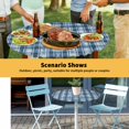 thumbnail image 6 of Elastic Fitted Round Tablecloth, Blue Plaid Waterproof Stretch Table Cover for 45"-54" Tables, Modern Simple Watercolor Buffalo Lattice Washable Outdoor Tablecloths for Patio, Picnic, Camping, 6 of 9